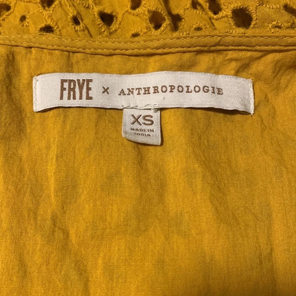 FRYE x ANTHROPOLOGIE Nuri Eyelet Wrap Dress in Dark Yellow‎ - Picture 5 of 10